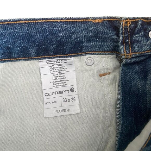 NEW Carhartt B320 990 Men Jeans 33x36 Relaxed Fit Straight Leg Blue Denim Cotton - Picture 7 of 8